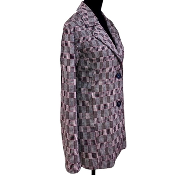 Anthropologie Avec Les Filles Plaid Blazer Notch Lapel Preppy Jacket Red Size XS - Picture 6 of 12